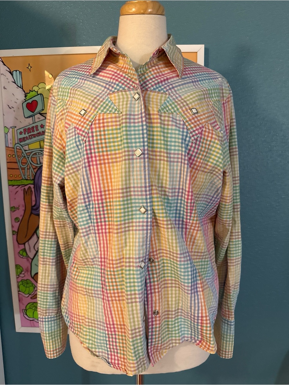 Roper Pastel Multi-Color Plaid Button-Down Western Shirt